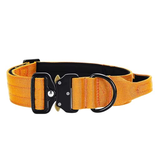 Strapazierfähiges taktisches Hundehalsband - Verstellbares Nylon mit Metallschnalle, langlebig und bequem für mittelgroße bis große Hunde (Deutscher Schäferhund, Labrador, Rottweiler), Orange, XL, für von Generic