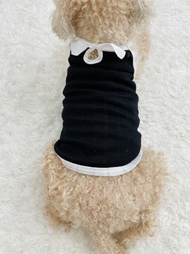Süßes Sommer-Tanktop für Hunde und Katzen, Schwarz und Weiß, XS, S, M, L, atmungsaktiver Stoff (Schwarz, klein) von Generic