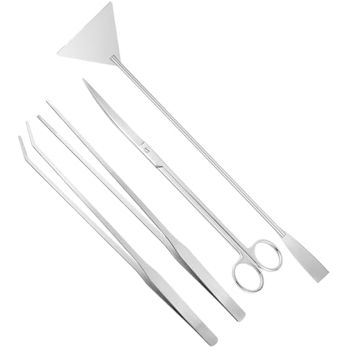 Terrarium Reinigungszubehör | Aquarium Pinzetten Set Für Die Reinigung - Lange Stahl Pinzette Schere Spatel Für Pflanzen Füttern Kombination aus beschichtetem Edelstahl und wasserbeständigem von Generic