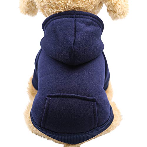 Thanksgiving-Pullover für Hunde, Kapuzenpullover mit Loch für die Leine, Warmer Wintermantel für Haustiere, weiches Sweatshirt für kleine, mittelgroße und große Hunde und Katzen (Navy, L) von Generic