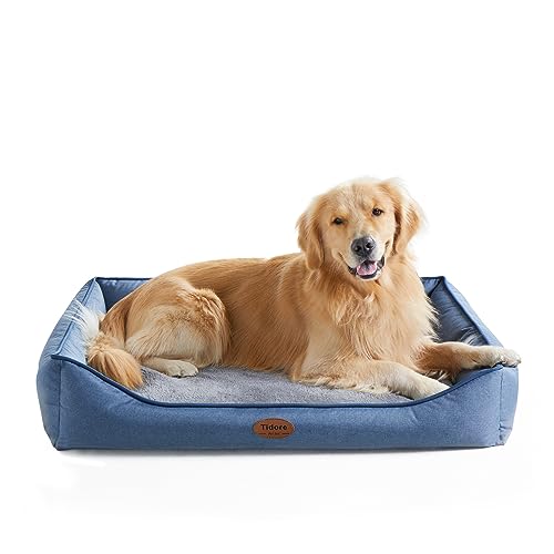 Tidore Orthopädisches Hundebett für große/extra große Hunde, bequemes Eierboxen-Schaumstoff-Sofa, Haustierbett mit waschbarem, abnehmbarem Bezug, Größe XL, Hellblau von Generic