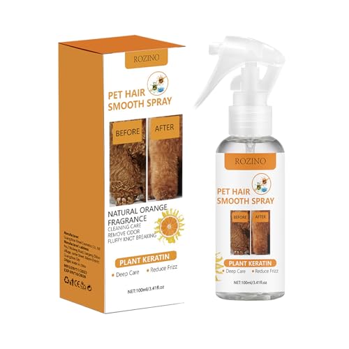 Tierhaarentferner – 100 ml Spray, ohne Ausspülen, antistatischer Conditioner | Entmattierungswerkzeug für Hunde und Katzen, Fellpflegespray für Knoten, Behandlung von verfilztem Fell Tierhaarentferner – 100 ml Spray, ohne Ausspülen, antistatischer Conditioner | Entmattierungswerkzeug für Hunde und Katzen, Fellpflegespray für Knoten, Behandlung von verfilztem Fell von Generic