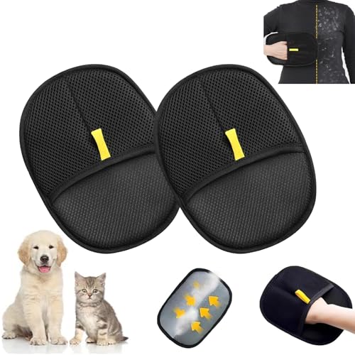 Tierhaarentferner-Handschuhe, elektrostatischer Tierhaarentferner, waschbar, wiederverwendbar, doppelseitig, Haustierpflege-Handschuhe für Couch, Kleidung, Möbel, Teppich, Autositz (2 Stück) von Generic