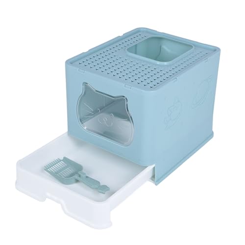 Top Contry Katze Töpfchen, Geschlossener Katzensandkasten, Leicht zu Reinigen, Plastikschublade, Anti -Salpaduras mit Innerem Katzendeckel (Blue) von Generic