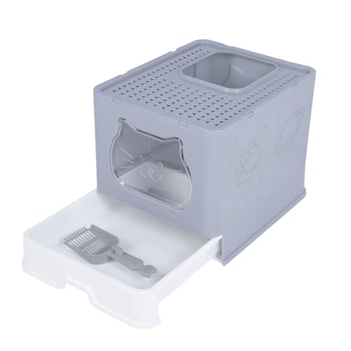 Top Contry Katze Töpfchen, Geschlossener Katzensandkasten, Leicht zu Reinigen, Plastikschublade, Anti -Salpaduras mit Innerem Katzendeckel (Gray) von Generic