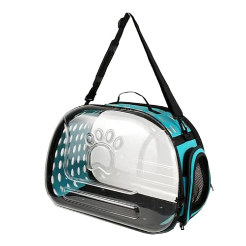 Tragbare Tragetasche für Katzen, Faltbar, mit Weichen Seiten, Handtasche, Transparent, Bequem, Luftpolstertasche für Kleine Hunde, Camping, Blau L von Generic