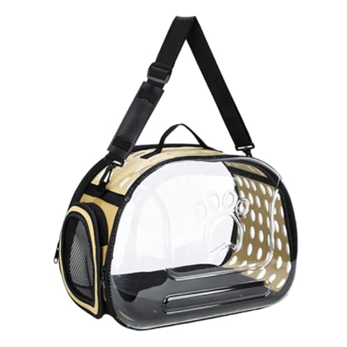 Tragbare Tragetasche für Katzen, Faltbar, mit Weichen Seiten, Handtasche, Transparent, Bequem, Luftpolstertasche für Kleine Hunde, Camping, Gold L von Generic