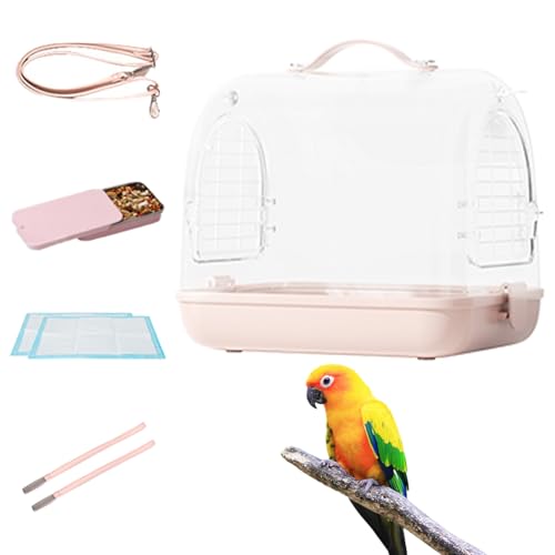 Tragbarer Bird Travel Carrier - Clear Rucksack Style Transport Für Lovebirds & Kleine | Belüfteter Cockatiel -Träger Mit Abnehmbarem Barsch | Fluchtsicheres, Leichtes Design Für Tierarztfahr von Generic
