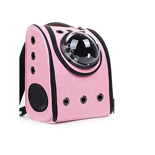 Tragbarer Katzenrucksack Langlebige Tragetaschen Reise Weiche Kapseltasche Leder Doppelte Schultertaschen für Haustier Katzen Verpackungsträger (Farbe: Rosa), Langlebige Outdoor-Tasche von Generic