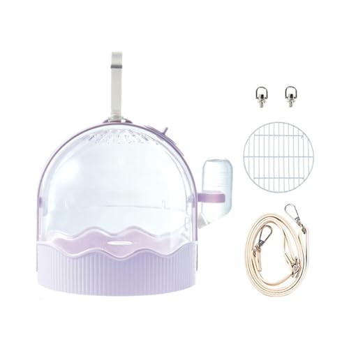 Tragbarer großer Platz für kleine Vögel Hamster, Vogelreise für, Kleintier-Tragekäfig für Hamster, Leichter PS-Reisekäfig mit Schultergurt Nhc528 (Purple, One Size) von Generic