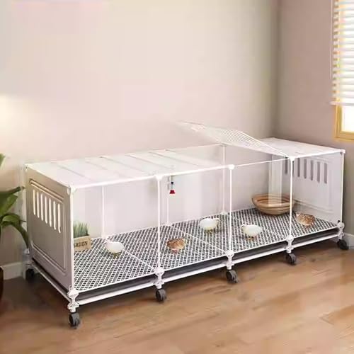 Transparenter Hühnerkäfig, Wachtelstall Mit Verschiebbarem Tablett Und Rollen, Rutin Hühnerstall, Tragbarer Kaninchenkäfig, Kleintier-Geflügelkäfig Für Einfache Reinigung(White,144 * 47 * 45cm) von Generic