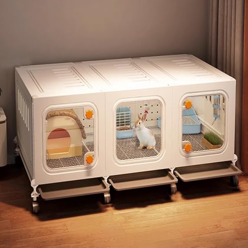 Transparenter Kaninchenstall Mit Abschließbarer Tür Und Herausziehbarem Tray-Design, Mühelos Zu Bewegen Und Zu Aufzubauen Hasengehege(105 * 45 * 47CM) von Generic
