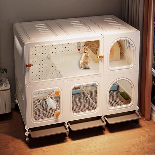 Transparenter Kaninchenstall Mit Abschließbarer Tür Und Herausziehbarem Tray-Design, Mühelos Zu Bewegen Und Zu Aufzubauen Hasengehege(105 * 45 * 82CM) von Generic