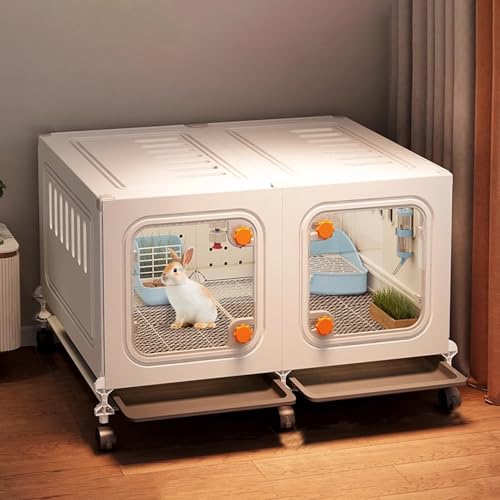 Transparenter Kaninchenstall Mit Abschließbarer Tür Und Herausziehbarem Tray-Design, Mühelos Zu Bewegen Und Zu Aufzubauen Hasengehege(70 * 45 * 47CM) von Generic