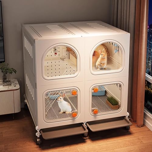 Transparenter Kaninchenstall Mit Abschließbarer Tür Und Herausziehbarem Tray-Design, Mühelos Zu Bewegen Und Zu Aufzubauen Hasengehege(70 * 45 * 82CM) von Generic