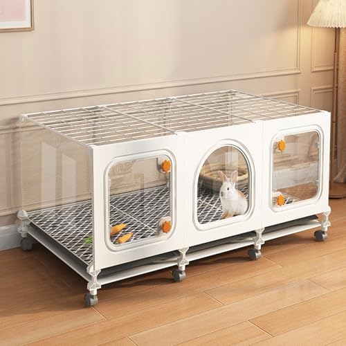 Transparenter Tierkäfig Für Drinnen, Geeignet Für Kaninchen, Katzen Und Chinchillas, Mit Herausziehbarem Tablett, 360° Universalrädern, Trainingszaun Für Kleintiere(105 * 35 * 46cm) von Generic