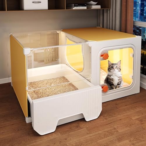 Transparentes Katzengehege Mit Schubladen Katzenkäfig Als Ruhezone & Spielbereich, Multifunktionales Katzenhaus Platzsparend Für Wohnung Oder Haus(70 * 35 * 35cm) von Generic