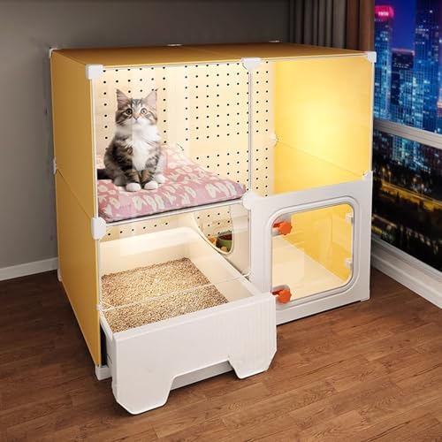 Transparentes Katzengehege Mit Schubladen Katzenkäfig Als Ruhezone & Spielbereich, Multifunktionales Katzenhaus Platzsparend Für Wohnung Oder Haus(70 * 35 * 70cm) von Generic