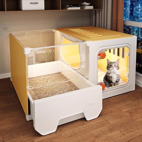 Transparentes Katzengehege Mit Schubladen Katzenkäfig Als Ruhezone & Spielbereich, Multifunktionales Katzenhaus Platzsparend Für Wohnung Oder Haus(70 * 45 * 35cm) von Generic