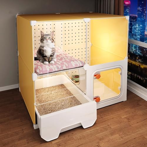 Transparentes Katzengehege Mit Schubladen Katzenkäfig Als Ruhezone & Spielbereich, Multifunktionales Katzenhaus Platzsparend Für Wohnung Oder Haus(70 * 45 * 70cm) von Generic