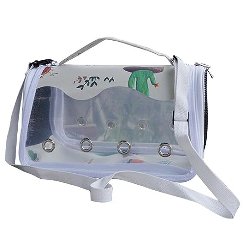Transportbox für Haustiere, transparent, mit Futtertasse und Stange faltbar, universal, atmungsaktiv, Käfig von Generic