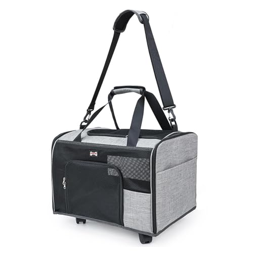 Transportbox für Haustiere mit Rädern | Kratzfeste, wasserdichte Haustier-Reisetasche – atmungsaktive, Bequeme Haustier-Tragetasche für Outdoor-Abenteuer und tägliche Spaziergänge von Generic