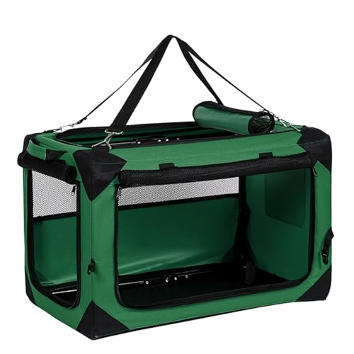 Transporttasche Hund Hundebox Faltbar Auto-Tiertransporttasche Oxford-Stoff Mit 3 Türen Aus Netzstoff, Griffen, Taschen for Futter und Wasserflasche(Green,95 * 66 * 66cm) von Generic