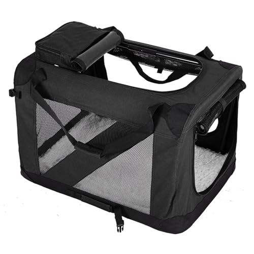 Transporttasche Hund Katzentasche Hundetransportbox Faltbar Mit Decke, Griffen Oxford-Stoff Mit Stahlrohrrahmen Mehrere Türen Tiertransporttasche(Black,72 * 52 * 52cm) von Generic
