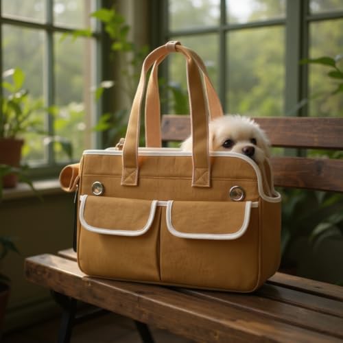 Tristan Home Haustier-Tragetasche aus Segeltuch mit zwei Vordertaschen, 39,9 x 26,9 x 19,1 cm, Braun von Generic