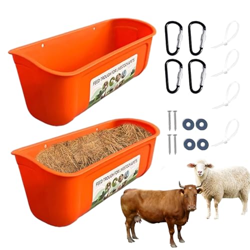 Trough Chicken Feeder - 2pcs Vieh -Wasserer, kein Abfall Entenfutter, Fütterungstrog mit Clips | Tragbares Container -Setup für, Ferkel, Hunde, kleine Tiere, Farm und Hinterhof -Viehstock von Generic