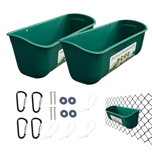 Trough Chicken Feeder - große Kapazitätsabfall -Geflügel -Feeder, Hanging Design | 2PCS Automatische Futtermittel- und Wassertrog | Viehfütterungsbehälter mit Clips für Hühner, Enten, Ziegen, Schafe von Generic