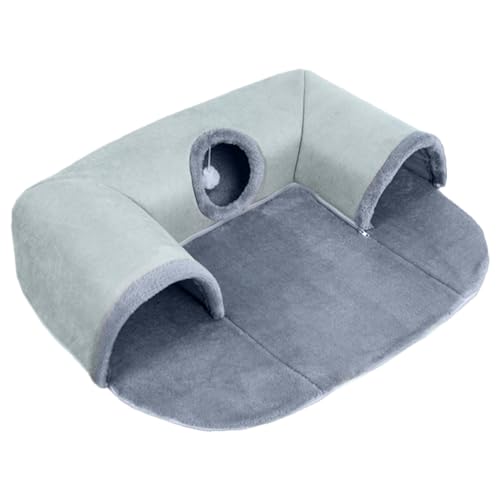Tunnel Cat Nest Furry Pet Cave, Cozy Cat Couch | Faltbarer U-förmiger Tunnel, Warmschlafversteck mit Spielball, weiches Kissen, waschbares Design, für den Schlafpunkt der Katze von Generic