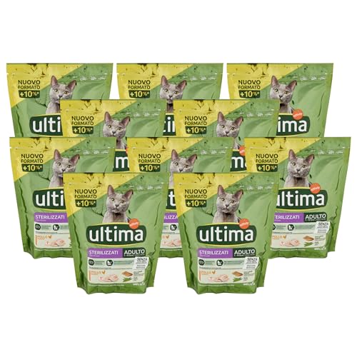 Ultima Kroketten, für sterilisierte Katzen, Erwachsene, Huhn mit Gerste, Vollkornprodukte und Erbsen 440 g (10 Beutel) von Generic