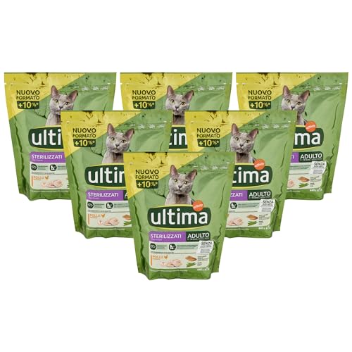 Ultima Kroketten, für sterilisierte Katzen, Erwachsene, Huhn mit Gerste, Vollkornprodukte und Erbsen 440 g (6 Beutel) von Generic