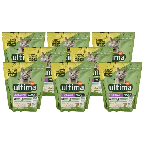 Ultima Kroketten, für sterilisierte Katzen, Erwachsene, Huhn mit Gerste, Vollkornprodukte und Erbsen 440 g (8 Beutel) von Generic