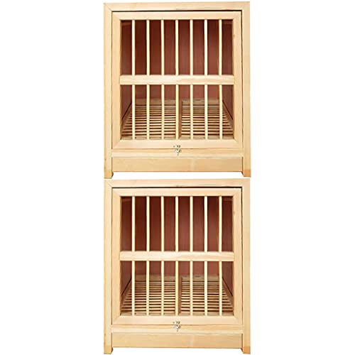 Unabhängiger Massiver Holz-Vogelkäfig, Taubenkäfig Mit Herausziehbarer Kotwanne, Aufklappbarer Taubennistkasten, Stapelbar Und Einfach Zu Montieren(Natural*2) von Generic