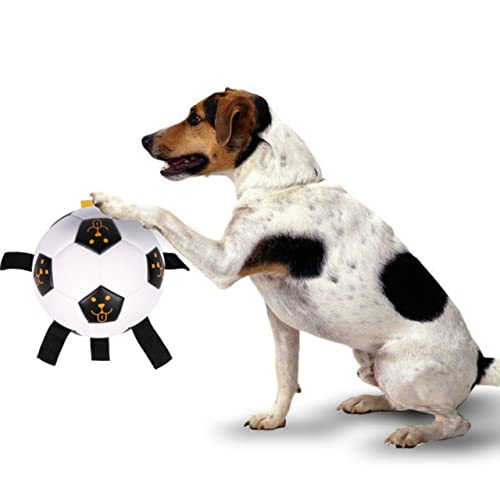 Unzerstörbares Hunde-Fußball-Spielzeug – Halteball für Hunde – Agility-Trainingsgerät für Hunde – interaktives Haustierspielzeug – perfekt für Outdoor-Spielen und Bewegung (weiß – 17 cm) von Generic