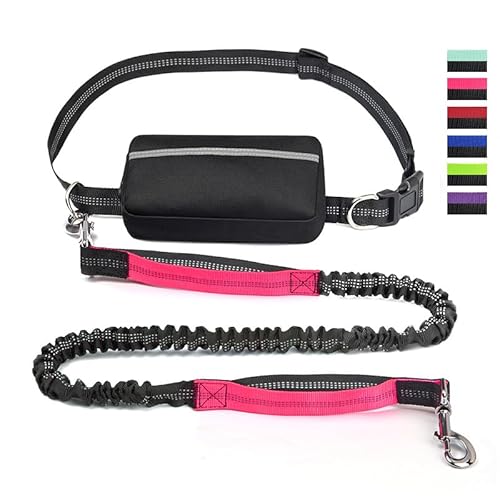 Upliftjoys Dog Leash, 70" Hands Free Dog Leash with Zipper Pouch, Dual Padded Handles Running Leashes, Padded Waist Belt, Waterproof Bag, for Walking, Jogging (Rose Red) von Generic