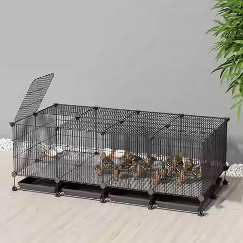 Verschlüsselter Hühnerstall Aus Metall, Abnehmbarer Wachtelstall, Lücke 1,3 cm, Kleiner Tierhauszaun, DIY-Hühnerstallinstallation Für Enten Und Katzen, Kaninchen(Black,147 * 75 * 48cm) von Generic