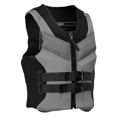 Verstellbare Schwimmweste, Sicherheitsweste mit high Auftrieb, PFD for Erwachsene und Jugendliche, for Schwimmen, Kajakfahren, Surfen, Rafting(GRAU,3XL) von Generic