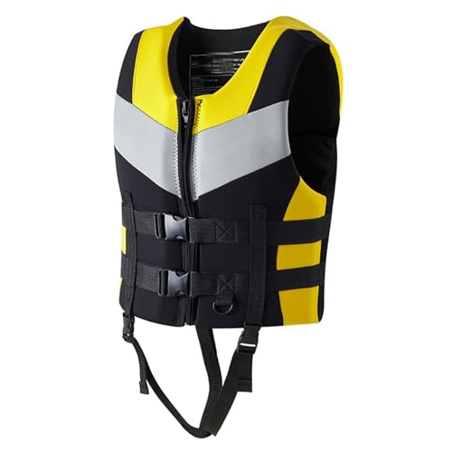 Verstellbare Schwimmweste for Erwachsene, PFD mit high Auftrieb und reflektierenden Streifen, leichte Jacke for Kajakfahren, Bootfahren, Angeln, Wassersport(Yellow,M) von Generic