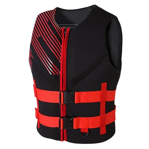 Verstellbare Schwimmweste for Erwachsene, leichte Schwimmweste, Schwimmhilfe, Neopren-Wassersicherheitsausrüstung, for Kajakfahren, Angeln, Schwimmen, Paddeln(Red,XL) von Generic