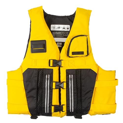 Verstellbare Schwimmweste for Wassersport, universelle Schwimmhilfe mit Sicherheitsschnallen, Schwimmweste for Kajakfahren, Schnorcheln und Bootfahren(Yellow,S) von Generic