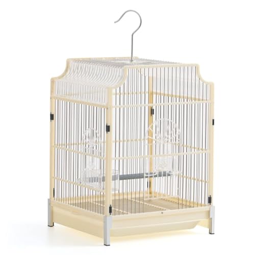 Vögel Käfig, Papageienkäfig, Zwei-Wege-Chassis-Design, Einfacher Chinesischer Stil, for Kanarienvogel, Goldene Sonne, Kleine Sonne(Beige) von Generic