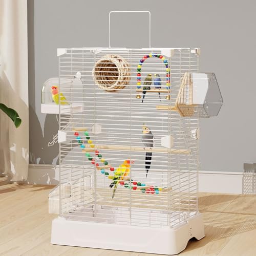 Vögel käfig, vogelvoliere innen, mit Futterbox, stabil und langlebig, stapelbar, for kleine Mönchssittiche, Nymphensittiche, Kanarienvögel(White,16.5 * 12.5 * 21in) von Generic