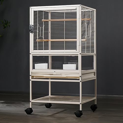 Vogel Käfig, Vogelkäfig mit Ständer, mit Ablagefach und 360° Schwenkrädern, Ausziehbares Fahrgestell, Bodennetz, for Kleine und Mittlere(19 * 18 * 38in) von Generic