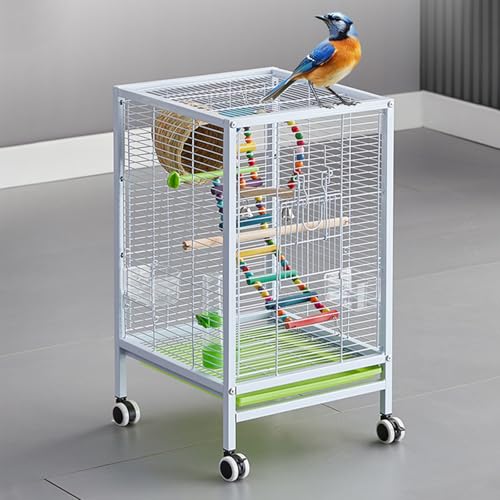 Vogel Käfig, Vogelvoliere Innen, mit Universalrädern, mit Spielzeugpaket, Geeignet for Kleine und Mittelgroße(White) von Generic