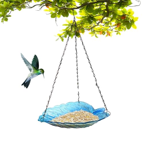 Vogelfutterspender, Blattform, elegante Vogeltränke, Glasschale, Kolibri-Futterteller mit S-förmigem Haken für Terrasse, Terrasse, Außenbereich von Generic