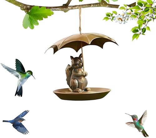 Vogelfutterspender for Tiere mit Regenschirm, niedlicher Vogelfutterspender mit Regenschirm-Design for Katzen/Hunde, Kolibri-Futterspender aus Metall for Aufhängen im Freien(1) von Generic