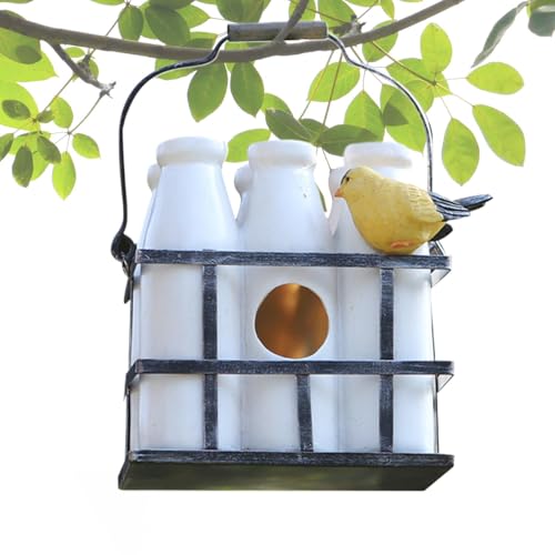 Vogelhaus für den Außenbereich, Vogelhaus für - Kleines hängendes Vogelhaus | Vogelhäuschen in Milchflaschenform für draußen, hängende Vogelhäuschen aus Kunstharz für Garten, Hof Vogelhaus für den Außenbereich, Vogelhaus für - Kleines hängendes Vogelhaus | Vogelhäuschen in Milchflaschenform für draußen, hängende Vogelhäuschen aus Kunstharz für Garten, Hof von Generic
